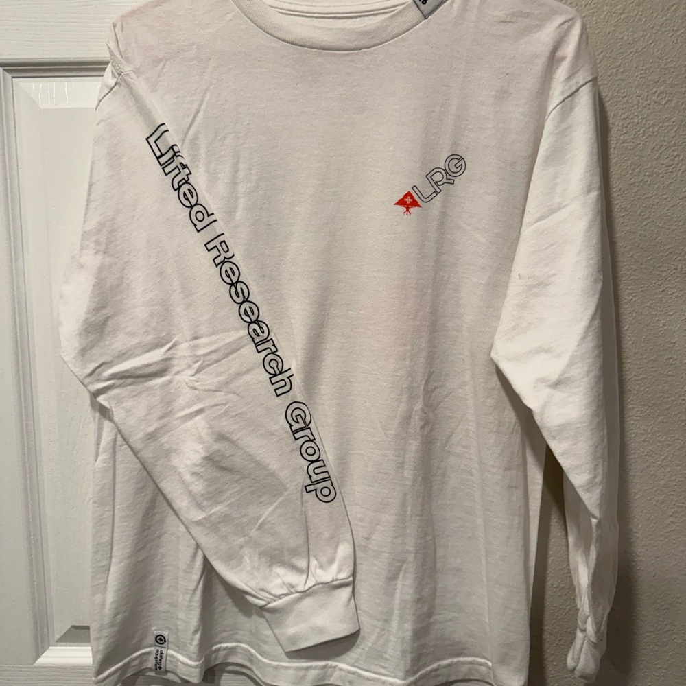 LRG White Long Sleeve Tee with Black Lettering
